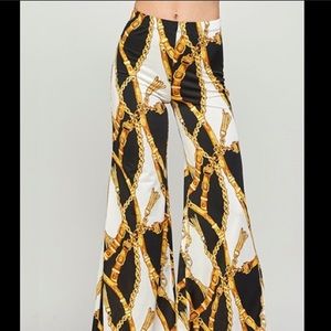 ❤️3X20 J USA Women’s Black/ Gold Chains Print Fold Over Polyester Flare …